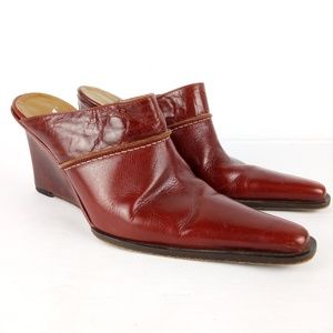 Kenneth Cole Mules Women Size 8.5 Red Heels Leather